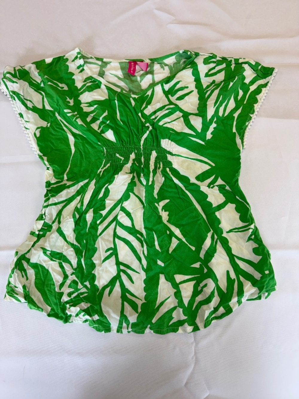 Lilly Pulitzer x Target Collab Girls Leaf Tunic Top Green White Size L 10-12